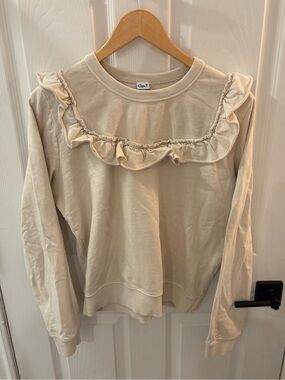 Clare V Cream Ruffle Sweatshirt